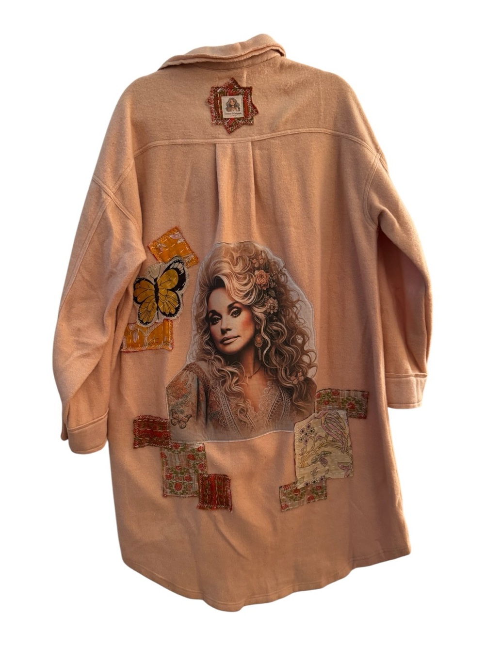 Dolly Parton Upcycled Dusty Rose Long Shacket Boho Western Jacket Size L - Picture 5 of 7